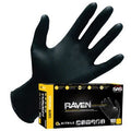 SAS Raven 66518 Extra Strength Disposable Gloves, Large, Nitrile, Black