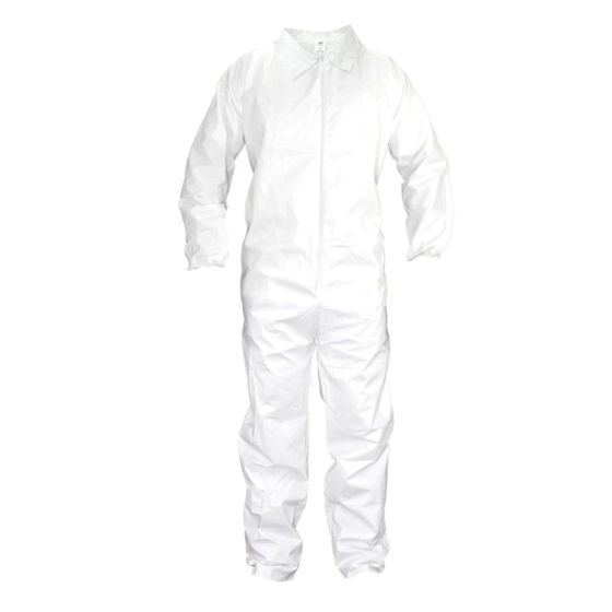 Gen-Nex 6953 Professional Grade Heavy-Duty Crew Coverall, Large, Cloth-Like Fiber, White, Zipper Front