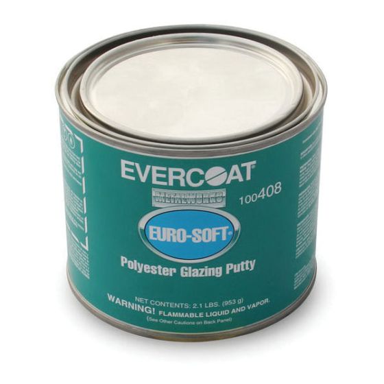 EVERCOAT Euro-Soft 100408 Polyester Glazing Putty, 2 lb Can, Green, Heavy Paste