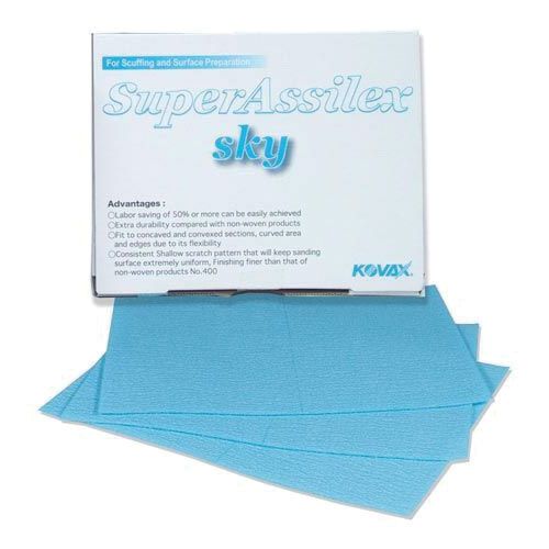 KOVAX Super Assilex 191-1508 Sanding Sheet, 130 mm W x 170 mm L, 600 Grit, Aluminum Oxide Abrasive, Sky, Dry
