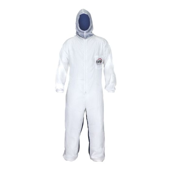 SAS 6938 Moonsuit Coveralls, Large, Nylon Front/Cotton Back, Elastic Waist, Full Pullover Hood
