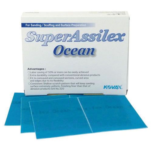KOVAX Super Assilex 191-1515 Sanding Sheet, 130 mm W x 170 mm L, 360 Grit, Aluminum Oxide Abrasive, Ocean, Dry