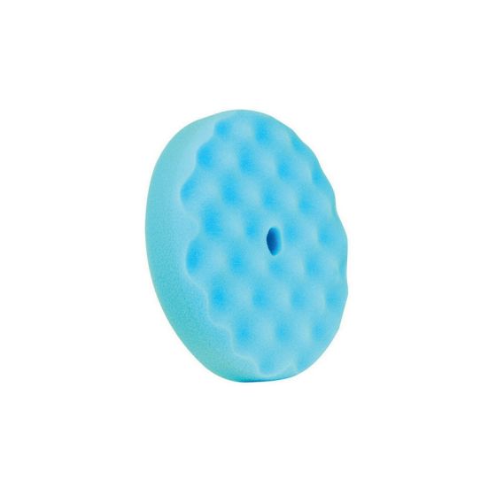 BUFF and SHINE 850WG Convoluted Face Buffing Grip Pad, 8 in Dia, 1-1/2 in THK, Foam, Hook and Loop Attachment, Blue