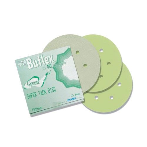 KOVAX Super Buflex 193-1535 Sanding Disc, 6 in Dia, 2000 Grit, Green, Dry, Hook and Loop Attachment, 7 Holes