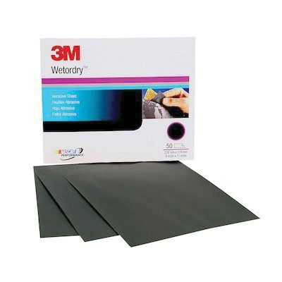 Wetordry 02038 213Q Series Abrasive Sheet, 9 in W x 11 in L, P400 Grit, Medium Grade, Black, Wet/Dry