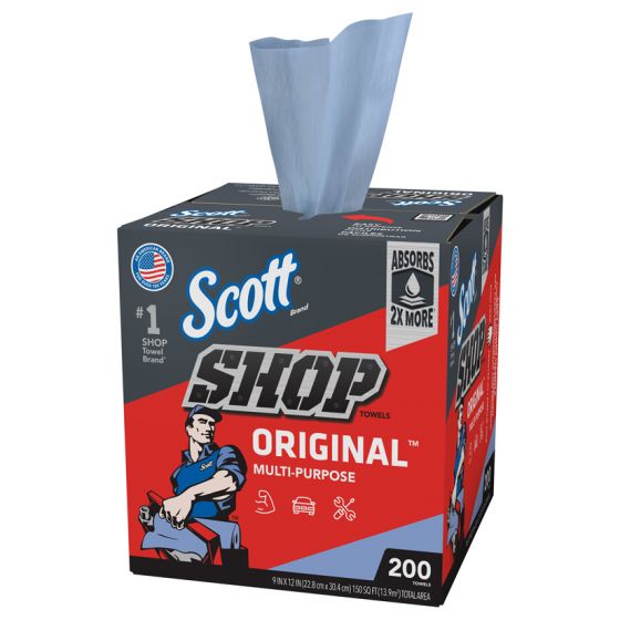 Scott 75190 Multi-Purpose Shop Towel, 10 x 12 in, 200, Blue, Multi-Purpose, 1 Plys