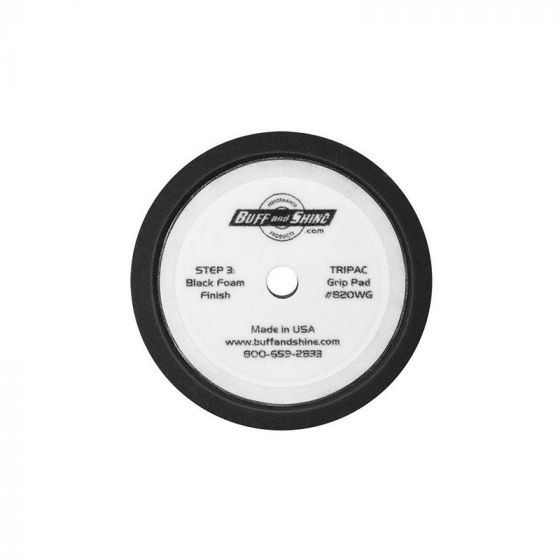 BUFF and SHINE 820WG Convoluted Face Buffing Grip Pad, 8 in Dia, 1-1/2 in THK, Hook and Loop Attachment, Black