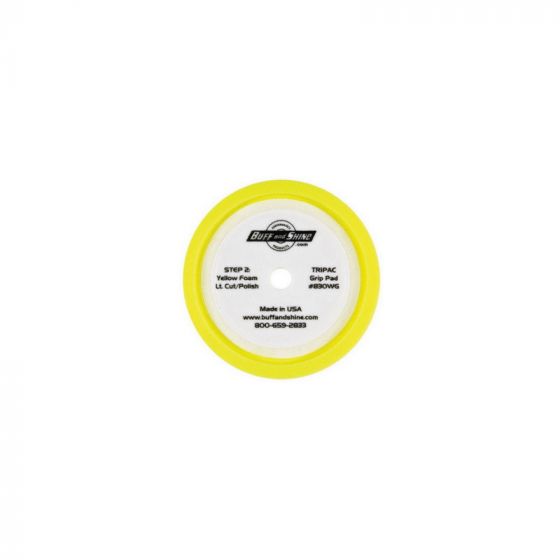BUFF and SHINE 830WG Convoluted Face Buffing Grip Pad, 8 in Dia, 1-1/2 in THK, Foam, Hook and Loop Attachment, Yellow