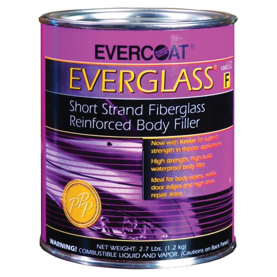 EVERCOAT EVERGLASS 100632 Short Strand Fiberglass Reinforced Body Filler, 1 qt Can, Blue/Green, Paste