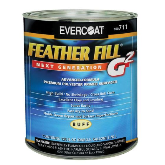 EVERCOAT FEATHER FILL G 2 100711 High-Build Polyester Primer Surfacer, 1 gal Round Can, Buff