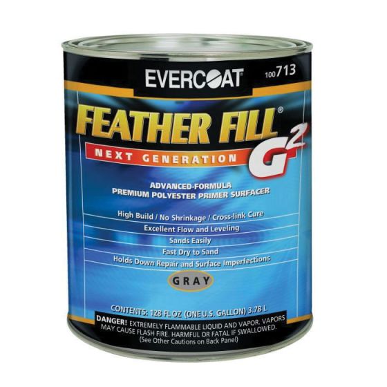 EVERCOAT FEATHER FILL G 2 100713 High-Build Polyester Primer Surfacer, 1 gal Round Can, Gray