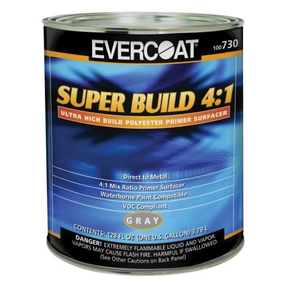 EVERCOAT 100730 Super Build Polyester Primer, 1 gal Round Can, Gray, 4:1 Mixing, 1200 sq-ft/gal Coverage