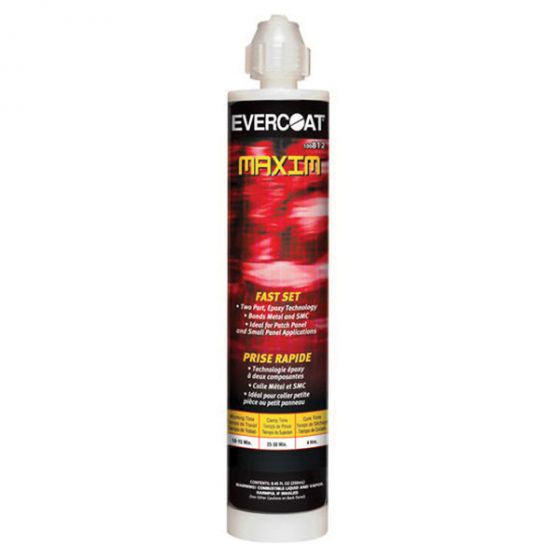 EVERCOAT MAXIM 100812 Fast Set Bonding Adhesive, 250 mL Cartridge, Black, Paste, 1:1 Mixing, 4 hr Curing
