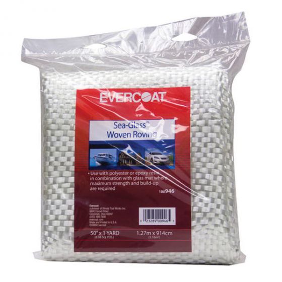EVERCOAT Sea-Glass 100946 Fiberglass Woven Roving, 50 in W x 1 yd L, White/Neutral
