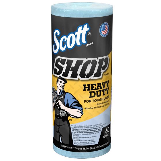 Scott 32992 Heavy Duty Shop Towel, 11 x 10.64 in, 60, Hydroknit, Blue, 1 Plys