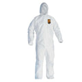 KleenGuard 41505 A45 Series Coveralls, Large, Microporous Film Laminate, White, Zipper Front