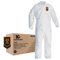 KleenGuard 46103 A30 Series Coveralls, Large, Microforce, White, Zipper Front