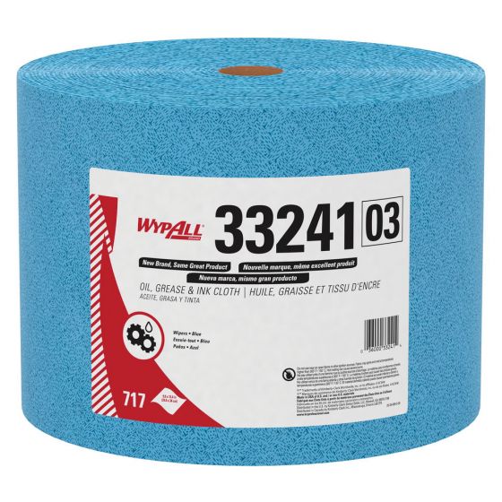 WypAll 33241 Jumbo Roll Cloth, 13.4 x 9.8 in, 717, Polypropylene, Blue, 1 Plys