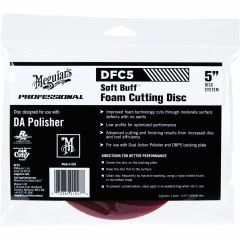 Meguiar's Soft Buff DFC5 Dual Action Cutting Disc, 5 in Dia, Hook and Loop Attachment, Foam Pad, Red