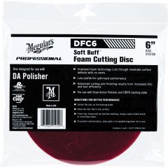 Meguiar's Soft Buff DFC6 Dual Action Cutting Disc, 6 in Dia, Hook and Loop Attachment, Foam Pad, Red