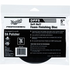 Meguiar's Soft Buff DFF5 Dual Action Finishing Disc, 5 in Dia, Hook and Loop Attachment, Foam Pad, Black
