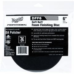 Meguiar's Soft Buff DFF6 Dual Action Finishing Disc, 6 in Dia, Hook and Loop Attachment, Foam Pad, Black
