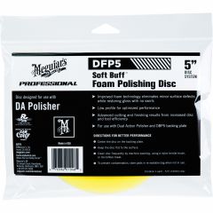 Meguiar's Soft Buff DFP5 Dual Action Polishing Disc, 5 in Dia, Hook and Loop Attachment, Foam Pad, Yellow