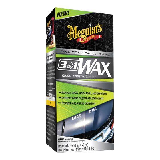 Meguiar's G191016 3-in-1 Wax, 16 oz Bottle, Gloss Shine, Off-White, Liquid