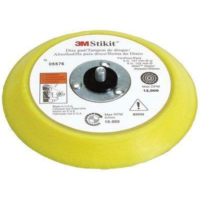 3M 05576 Plain Back-Up Pad, 6 in Dia, 5/16 in - 24 TPI Arbor, PSA Attachment