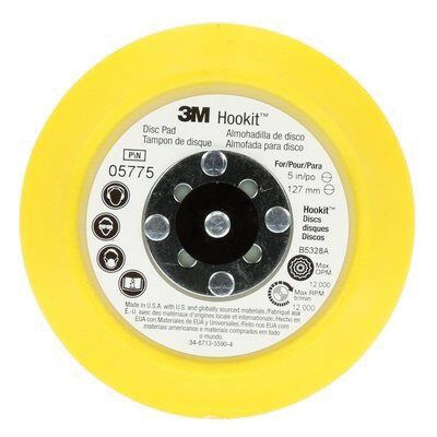 3M 05775 Regular Disc Pad, 5 in Dia, 5/16 in - 24 TPI Arbor, Hook and Loop Attachment
