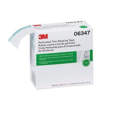 3M 06347 Perforated Trim Masking Tape, 10.94 yd x 2 in, 0.12 mm THK, 7 mm Hard Band Width, Blue