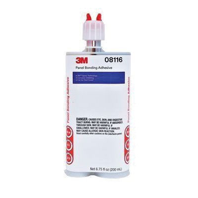 3M 08116 2-Part Panel Bonding Adhesive, 200 mL Duo Syringe Cartridge, Viscous Liquid, Black, 1.2, 24 hr Curing