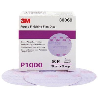 3M 30369 260L Series Abrasive Disc, 3 in Dia, P1000 Grit, Hook and Loop, Purple