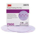 3M 30670 334U Series Multi-Hole Clean Sanding Abrasive Disc, 6 in Dia, P800 Grit, Hook and Loop, Purple