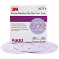 3M 30771 260L Series Dust Free Abrasive Disc, 6 in Dia, P600 Grit, Hook and Loop, Purple