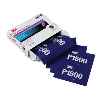 3M 34343 270J Series Abrasive Hand Sheet, 5-1/2 in W x 6.8 in L, P1500 Grit, Fine Grade, Purple, Wet/Dry