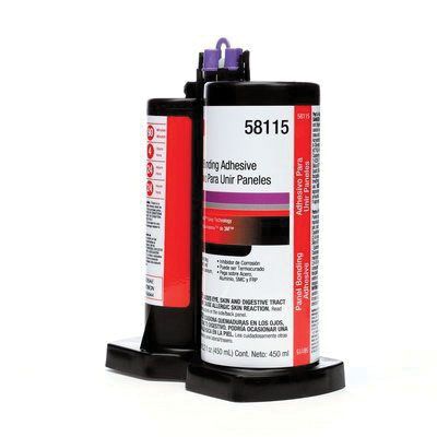 3M 58115 2-Part Panel Bonding Adhesive, 450 mL Cartridge, Viscous Liquid, Black, 1.2, 90 min Application