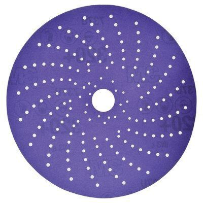 Cubitron II 31484 737U Series Multi-Hole Clean Sanding Abrasive Disc, 6 in Dia, 400+ Grit, Hook and Loop, Purple