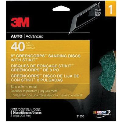 Green Corps 31550 Abrasive Disc, 8 in Dia, 40 Grit, PSA, Green
