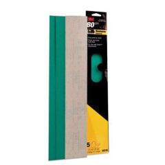 Green Corps 32230 Coated File Sheet, 2-3/4 in W x 16-1/2 in L, 80 Grit, Coarse Grade, Green, Dry