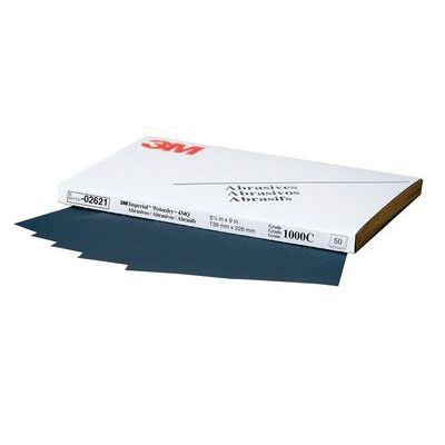 Imperial Wetordry 02621 434Q Series Abrasive Sheet, 5-12 in W x 9 in L, 1000 Grit, Fine Grade, Black
