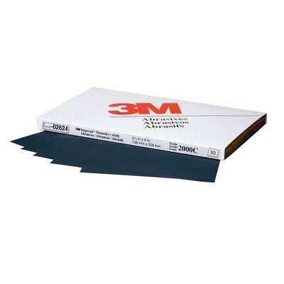 Imperial Wetordry 02624 434Q Series Abrasive Sheet, 5-12 in W x 9 in L, 2000 Grit, Fine Grade, Black