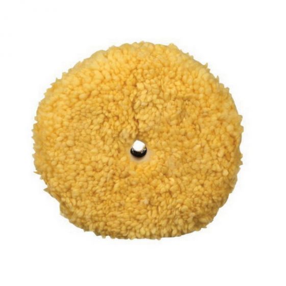 Perfect-It 05754 Double Sided Polishing Pad, 9.9 in Dia, Quick Connect Attachment, Wool Pad, Yellow