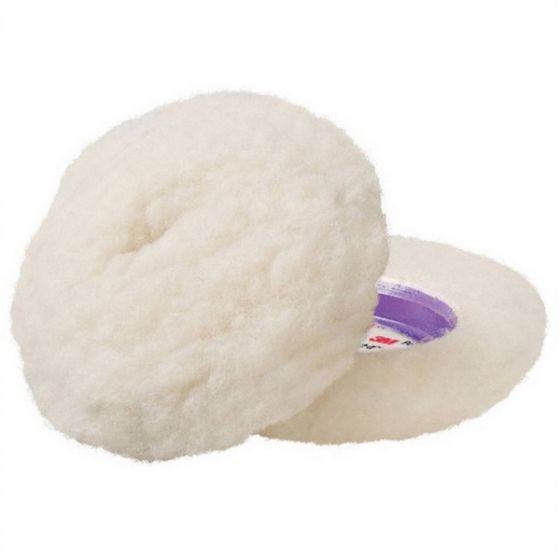 Perfect-It 30040 Single Sided Compounding Pad, 4 in Dia, Hook and Loop Attachment, Low Lint Wool Pad, White