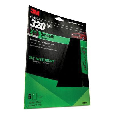 Wetordry 32040 Sandpaper, 9 in W x 11 in L, 320 Grit, Black, Wet/Dry
