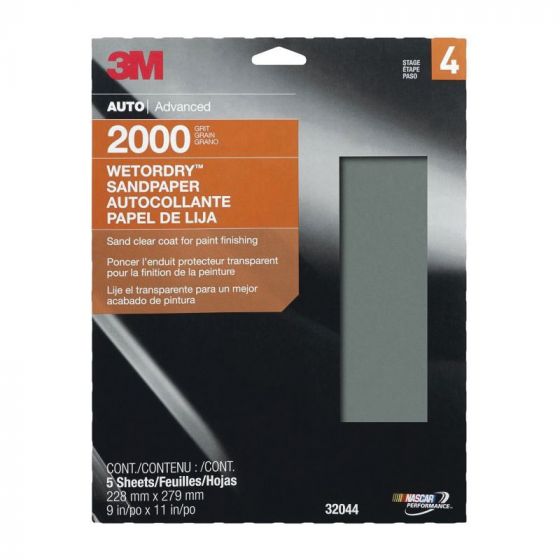 Wetordry 32044 Sandpaper, 9 in W x 11 in L, 2000 Grit, Micro Fine Grade, Aluminum Oxide Abrasive, Gray, Wet/Dry