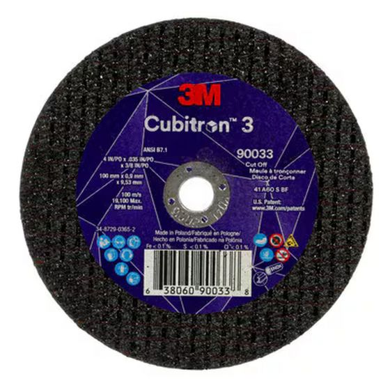 Cubitron II 66518 Type 1 Cut-Off Wheel, 4 in Dia x 0.035 in THK Wheel, 3/8 in Center Hole, 19100 rpm