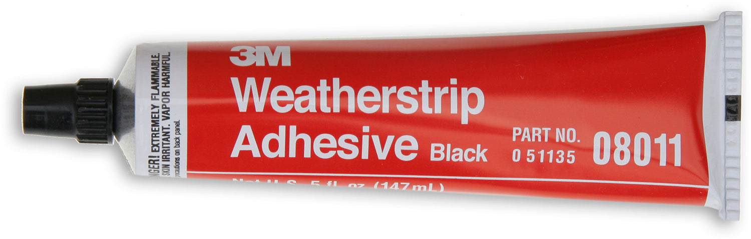 3M 08011 Weatherstrip Adhesive, 5 fl-oz Tube, Paste, Black, 1 to 5 min Application, 24 hr Curing